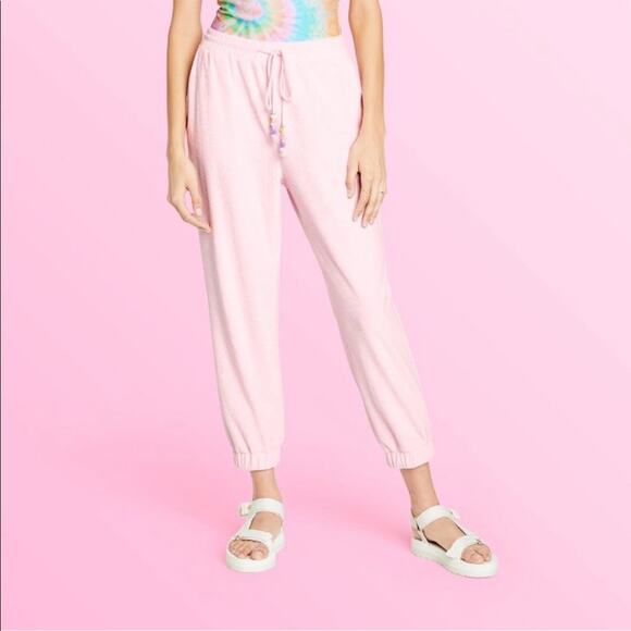 Stoney Clover Lane x Target Ankle Terry Cloth Jogger Pants Pink Women’s M NWT - Picture 1 of 9